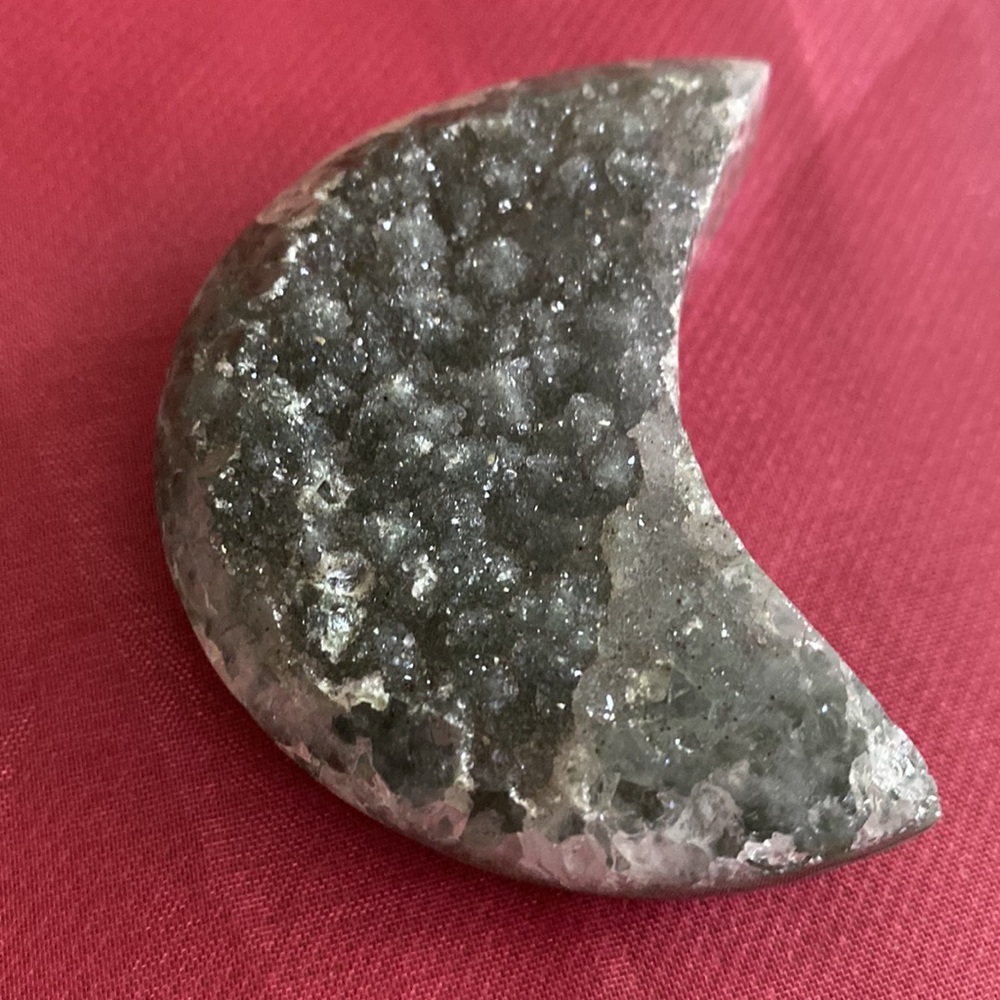 BLK AMETHYST DRUZY MOON. 2.25 X 1.50 X 1/2”